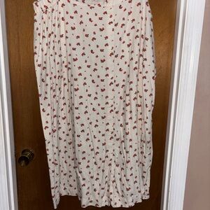 Floral A-Line Skirt in Cream and Red